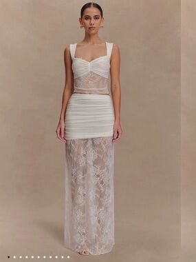 NWT Guinevere Lace & Mesh Maxi Skirt Set